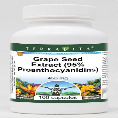 Grape Seed Extract (95% Proanthocyanidins) - 450 mg (100 Capsules, ZIN: 520452)