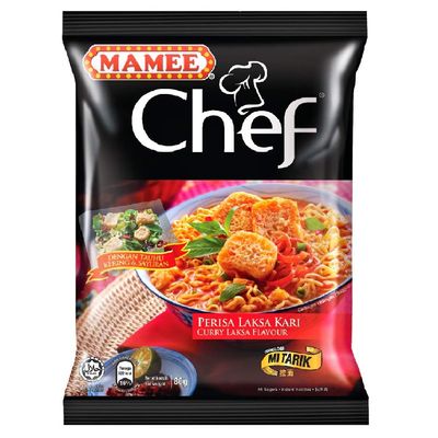 Mamee Chef Instant Noodles 80g (Curry Laksa, 32 Packs)