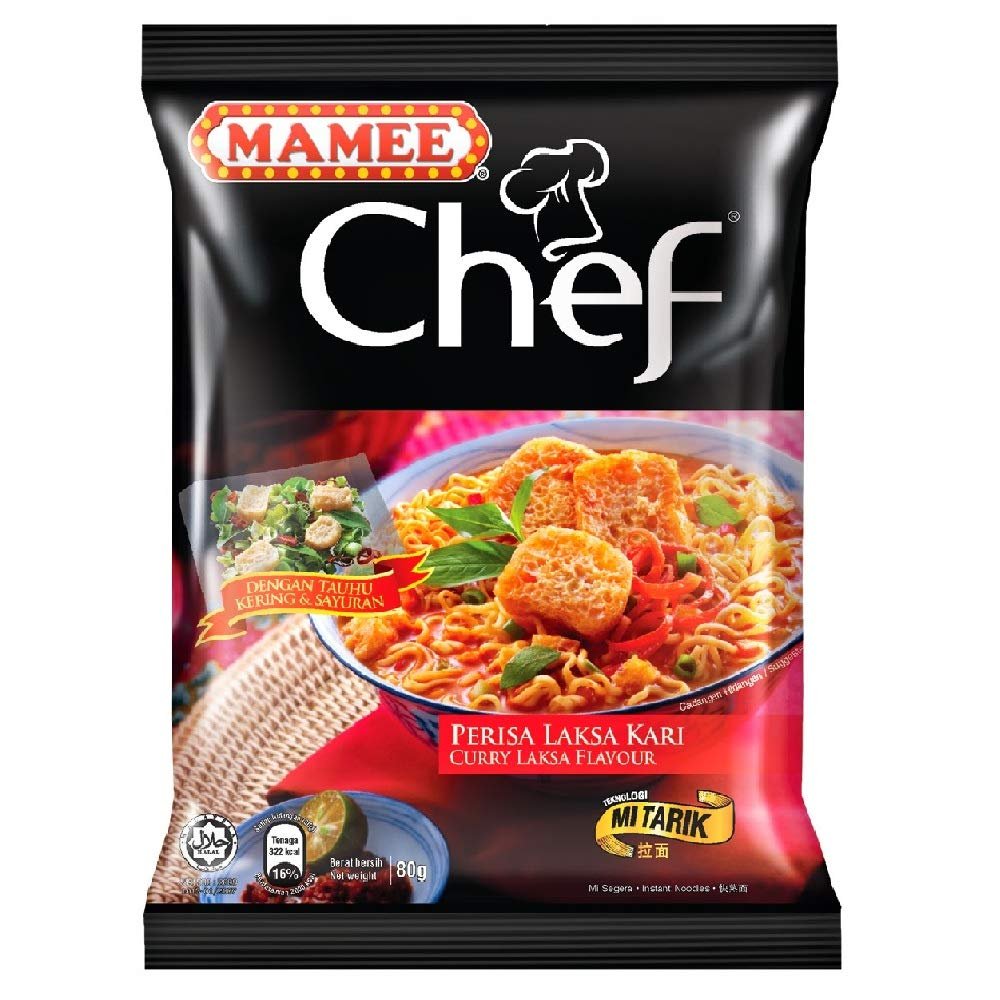 Mamee Chef Instant Noodles 80g (Curry Laksa, 32 Packs)