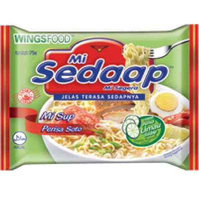 Wings Food Sedaap Instant Noodle 69g/70g/73g/75g/88g/91g (Soup Mi Soto 75g, 30 Packs)