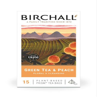 Birchall - Green Tea & Peach 15 Plant-Based Prism Tea Bags