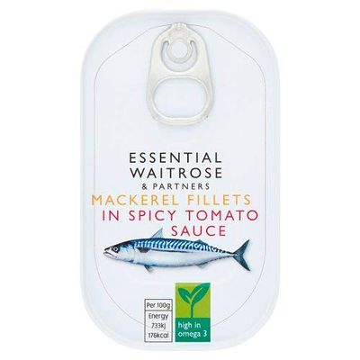 Essential Waitrose Mackerel in Spicy Tomato Sauce 125g