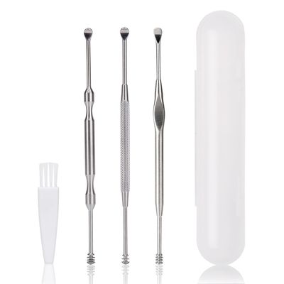3 Pcs Ear Pick Earwax Removal Kit, Geengle Ear Cleansing Tool Set, Ear Curette Ear Wax Remover Tool with a Cleaning Brush and Storage Box