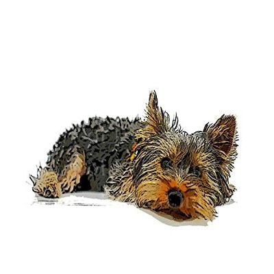 1/4 Sheet - Artistic Yorkie Puppy Dog Happy Birthday - Edible Cake/Cupcake Party Topper - D22880