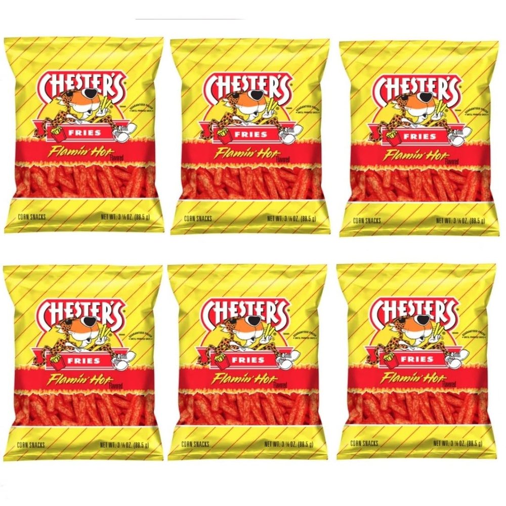 Fries Flamin' Hot Spicy Flavor - 3.125 oz. Bag - Family Pack - 6 Pack