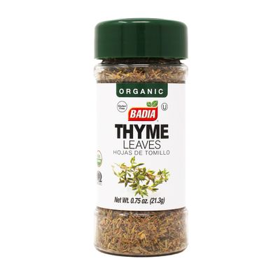 Badia Organic Thyme Leaves, 0.75 oz  Aromatic Herb for Soups, Stews, Meats, & Vegetables