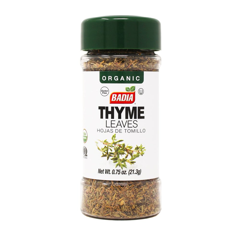 Badia Organic Thyme Leaves, 0.75 oz  Aromatic Herb for Soups, Stews, Meats, & Vegetables