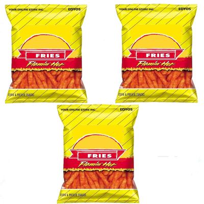 Fries Flamin' Hot Spicy Flavor - 3.125 oz. Bag - Family Pack - 3 Pack