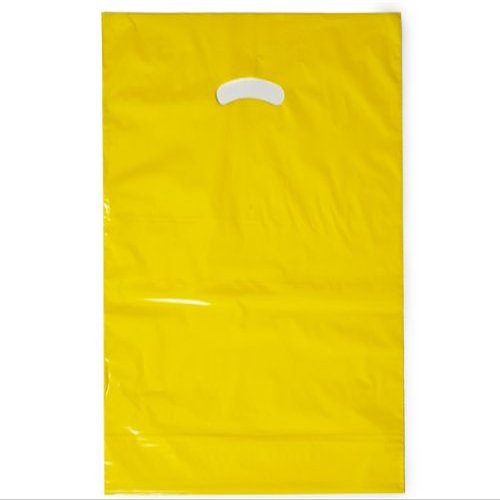 Pack Of 500, 15 x 18 x (With 4" Bottom Gusset) Solid Yellow Super Gloss Recycled Plastic Bags 1.25 Mil Made In Usa