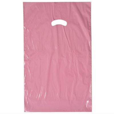 Pack Of 500, 15 x 18" x (With 4" Bottom Gusset) Solid Dusty Rose Super Gloss Recycled Plastic Bags 1.25 Mil Made In Usa