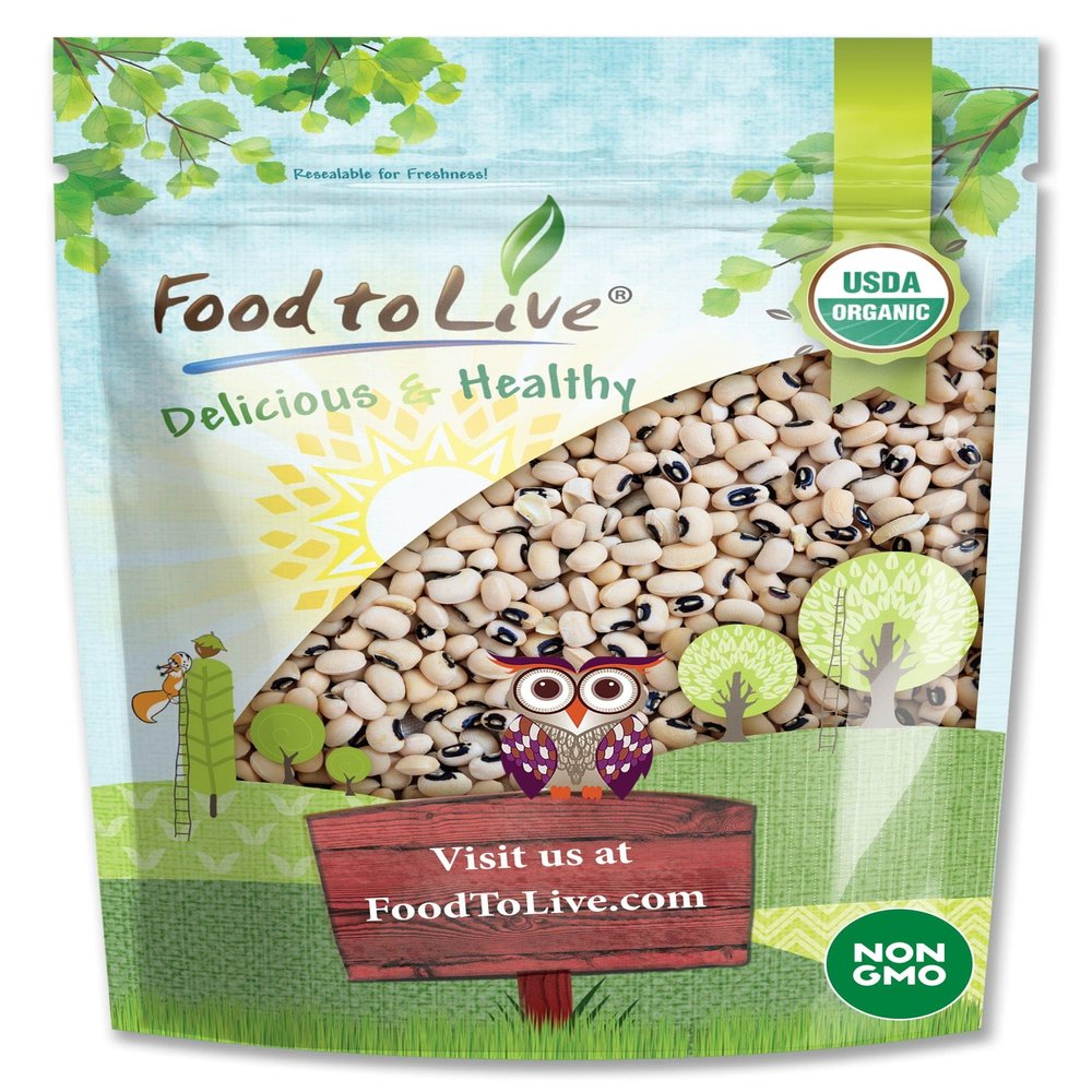 Food to Live Organic Black-Eyed Peas, 1 Pound  Raw Dried Cow Peas, Non-GMO, Bulk Beans, Product of the USA