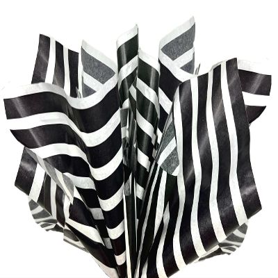 Flexicore Packaging Black Stripe Gift Wrap Tissue Paper Size: 20 Inch X 30 Inch | Count: 24 Sheets | Color: Black Pin Stripe