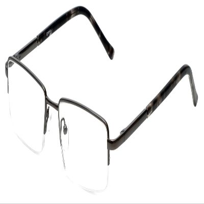 Calabria R783 Designer Metal Reading Eye Glasses +3.00 Gunmetal Grey Tortoise Men Women Semi-Rimless Reader Eyeglass w/Case