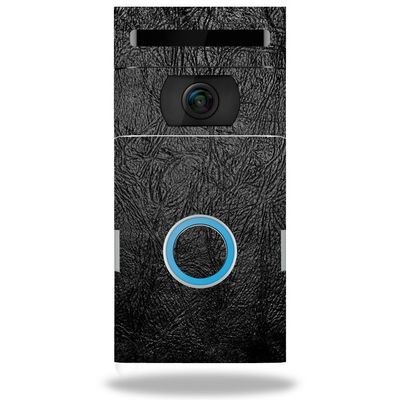 MightySkins Skin Compatible with Ring Doorbell 2 - Black Leather | Protective, Durable, and Unique Vinyl Decal wrap Cover | Easy to Apply, Remove, and Change Styles | Made in the USA