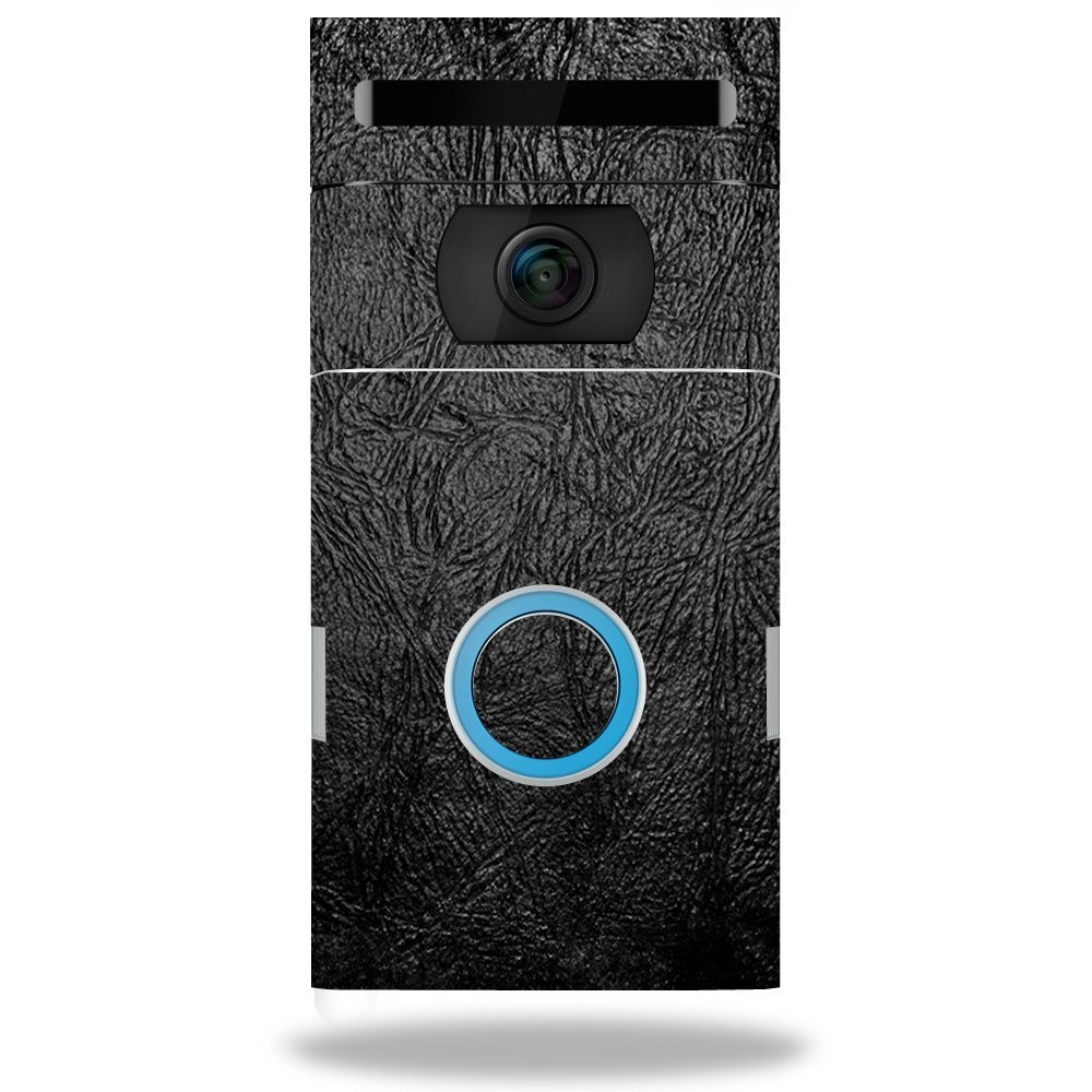 MightySkins Skin Compatible with Ring Doorbell 2 - Black Leather | Protective, Durable, and Unique Vinyl Decal wrap Cover | Easy to Apply, Remove, and Change Styles | Made in the USA