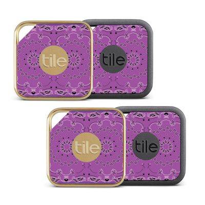 MightySkins Skin Compatible with Tile Pro Sport and Style Smart (Pack of 4 Skins) - Purple Bandana | Protective, Durable, and Unique Vinyl wrap Cover | Easy to Apply, Remove | Made in The USA