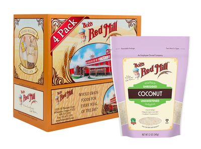 Bob's Red Mill Shredded Coconut, 12oz (Pack of 4) - Non GMO, Fair Trade Certified, Vegan, Paleo Friendly, Keto Friendly Friendly, Kosher