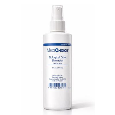 MediChoice Biological Odor Eliminator Spray, 8 Oz Fresh Scent Pump Bottle - Dye Free, Quick Drying, Ideal for Fabric, Skin, Hair - Odor Neutralizer for Home, Hospital, Health Care Clinic