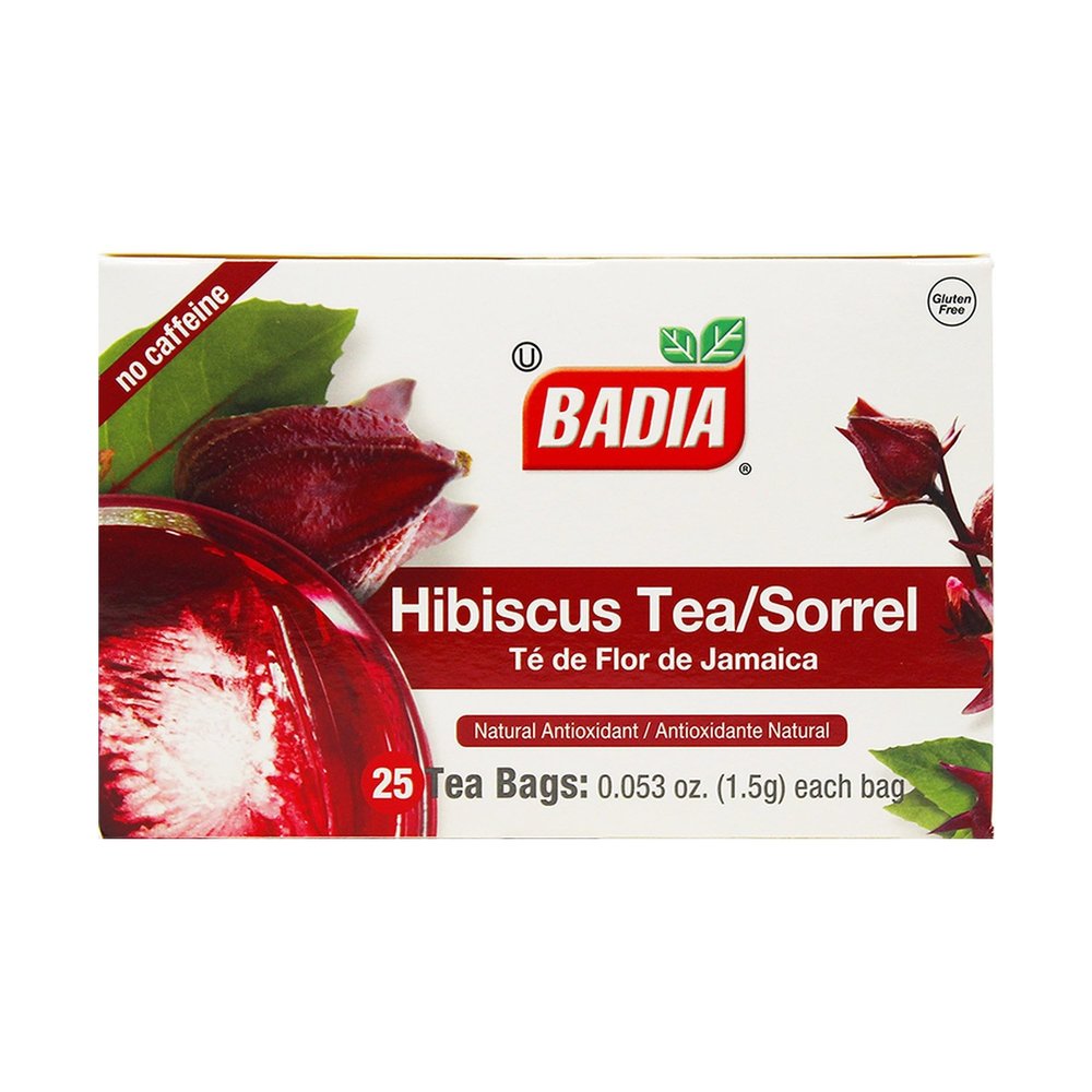 Badia Hibiscus Tea, Flor de Jamaica, 25 Bags Refreshing Herbal Infusion with Sweet Tart Floral Flavor & Antioxidant Richness