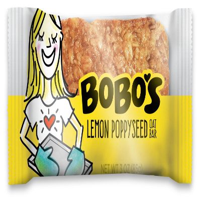 Bobo's Oat Bars All Natural, Non GMO, Lemon Poppyseed, 3 oz Bars (6 Pack)