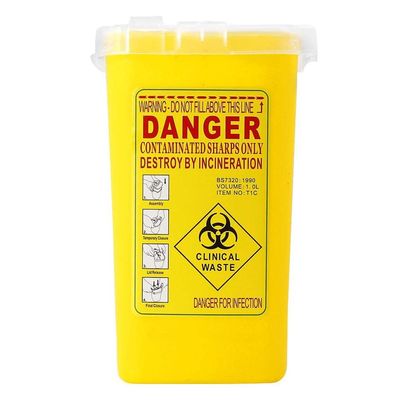 Dovewill Yellow Sharps Bin Needle Blade Waste Disposal Container with Locking Lid 1.0L