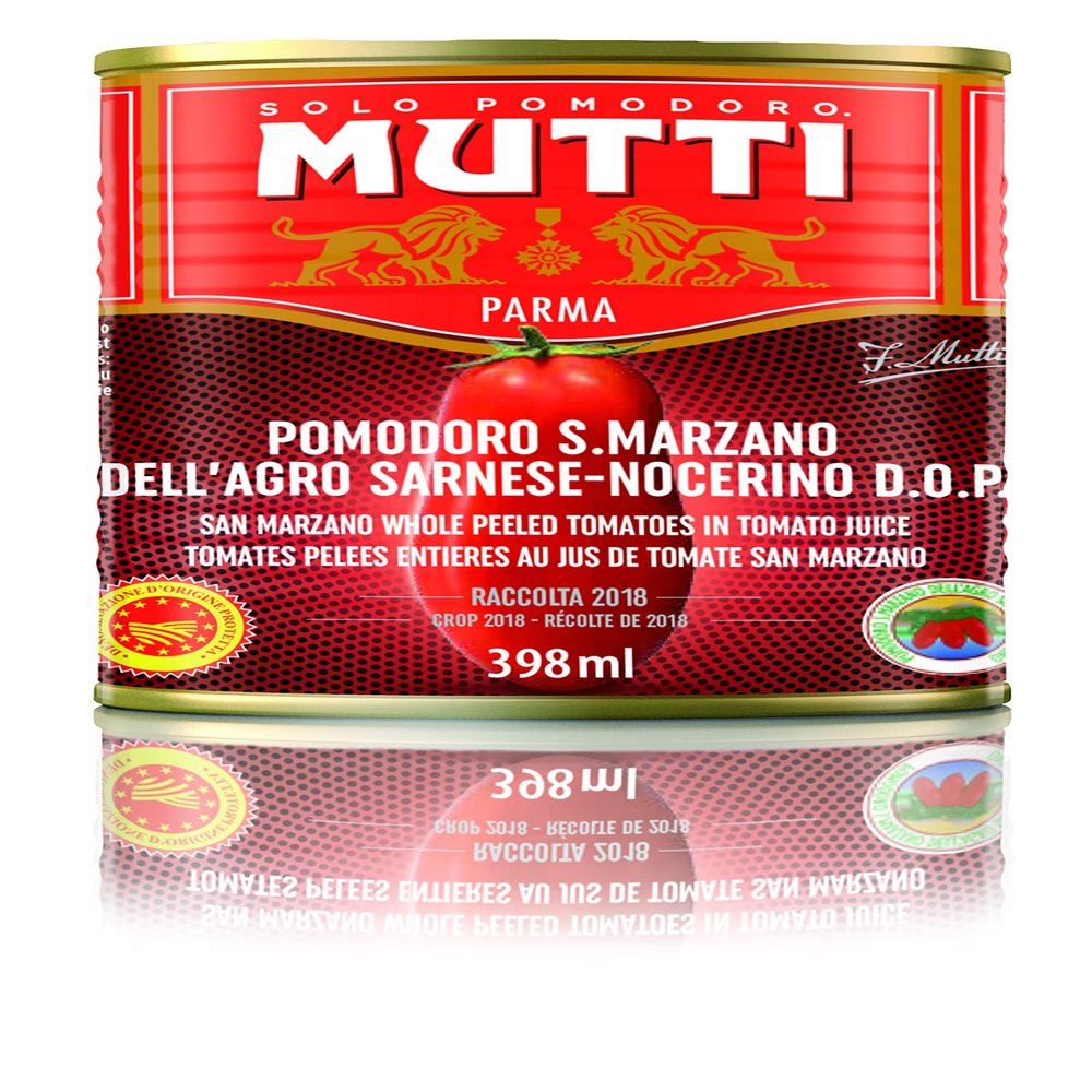Mutti Whole Peeled Authentic San Marzano PDO Tomatoes (Pelati), 14 oz. | 6 Pack | Italys #1 Brand of Tomatoes |Canned Tomatoes | Vegan Friendly & Gluten Free | No Additives orPreservatives