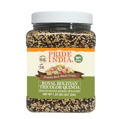 Pride Of India - Natural Three Color Quinoa - 100% Royal Bolivian Superior Grade Protein Rich Whole Grain, 1.5 lbs (24oz) Jar
