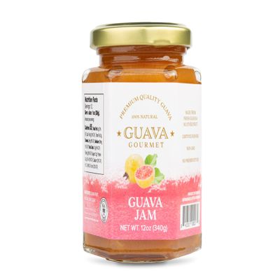Guava Gourmet Guava Jam (12oz, Jar), Fresh Tropical Guava Fruit Jam, All-Natural, Non-GMO, Vegan, Gluten and Cholesterol-Free Premium Artisan Craft Jam, No Fillers or Preservatives, Certified Kosher