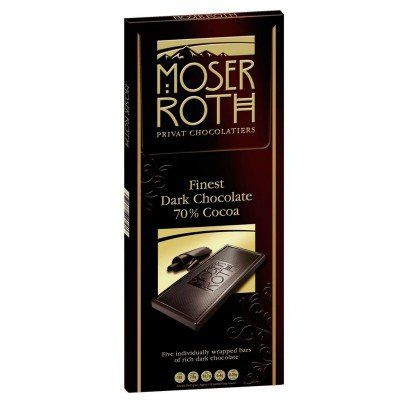 3 pack - Moser Roth Premium 70% Cocoa Finest Dark Chocolate Bars. 4.4 oz per bar
