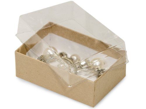 Pack of 100, 2.5 x 1.5 x 1" Clear Lid Boxes w/Kraft Bases Perfect for Greeting Cards, Stationery, Packaged Gourmet Products & Bath & Body