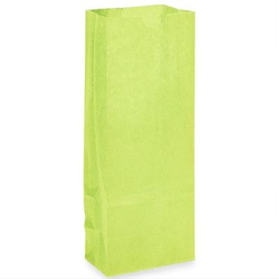 Pack of 500, 2 Lb Gift Sacks Lime Green Kraft 4.25 x 2.5 x 8.25" for Small Paper Gift Bags, Party Favors