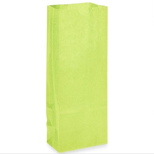 Pack of 500, 2 Lb Gift Sacks Lime Green Kraft 4.25 x 2.5 x 8.25" for Small Paper Gift Bags, Party Favors