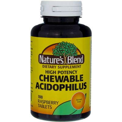 Nature's Blend Acidophilus Chewable Raspberry Flavor - 100 Tablets, Pack of 4