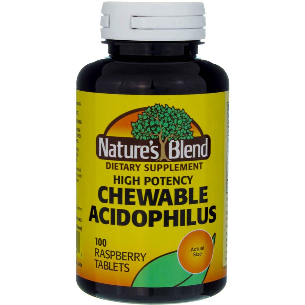 Nature's Blend Acidophilus Chewable Raspberry Flavor - 100 Tablets, Pack of 4