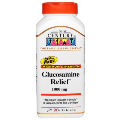 21st Century Glucosamine Relief 1000 mg - 120 Coated Tablets, Pack of 5