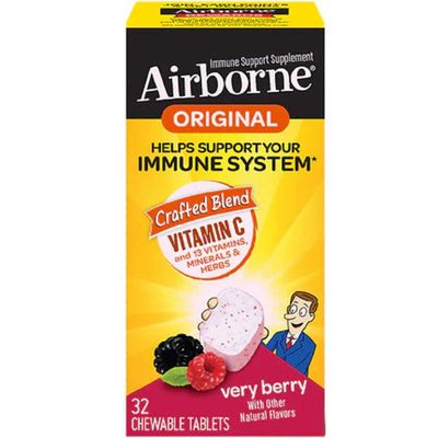 Airborne Very Berry Chewable Tablets, 32 count - 1000mg of Vitamin C - Immune Support Supplement (Packaging May Vary) ( Pack of 4)
