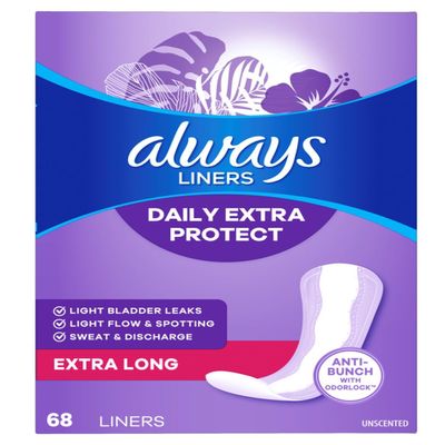 Always Xtra Protection Dailies Liners Extra Long Unscented - 68 ct, Pack of 3