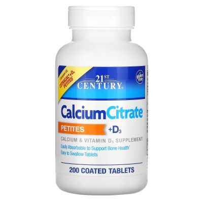 21st Century Calcium Citrate Petites + D3 Coated Tablets - 200 Tablets, Pack of 5