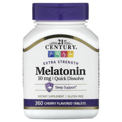 21st Century Extra Strength Melatonin, Quick Dissolve, Cherry, 10 mg, 360 Tablets
