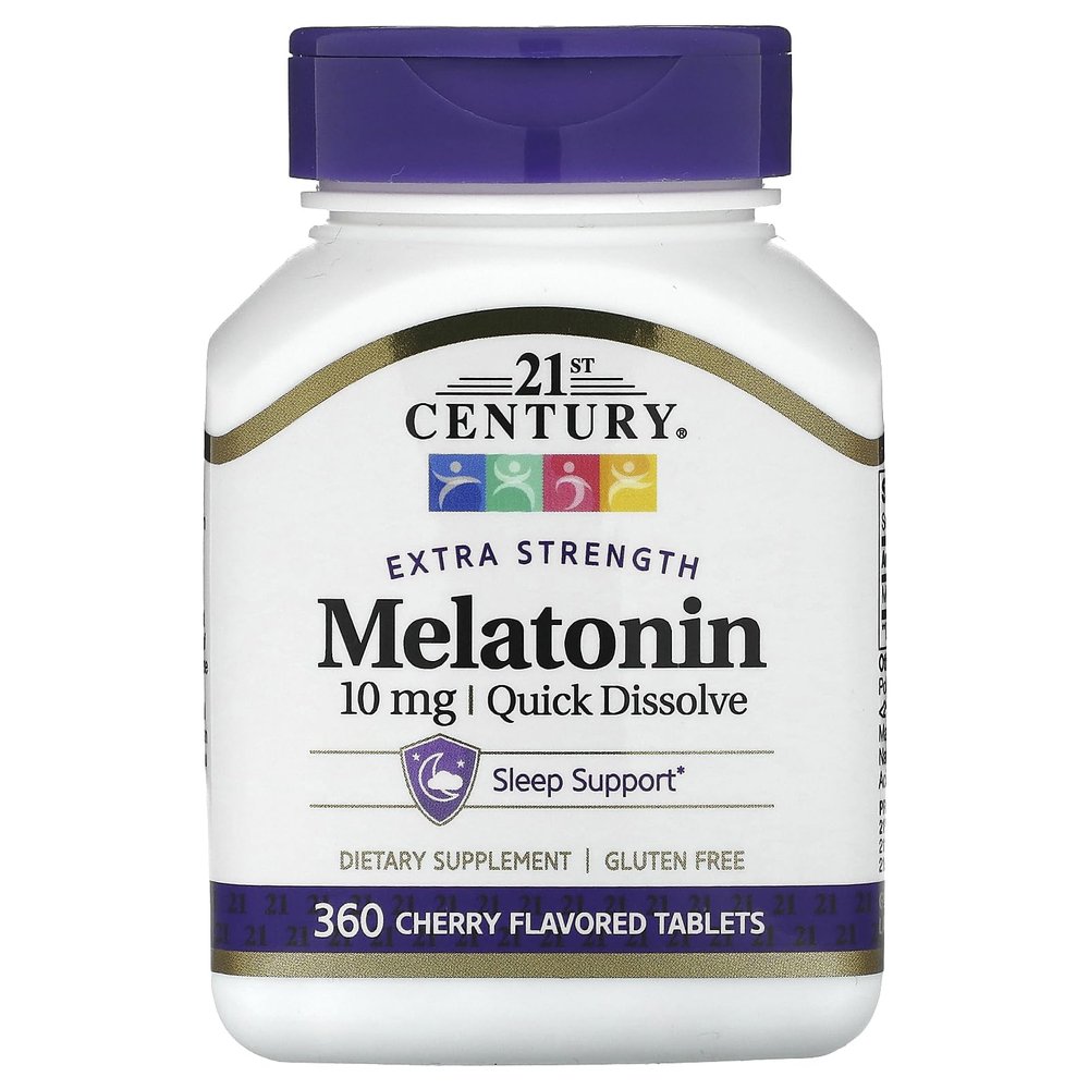 21st Century Extra Strength Melatonin, Quick Dissolve, Cherry, 10 mg, 360 Tablets