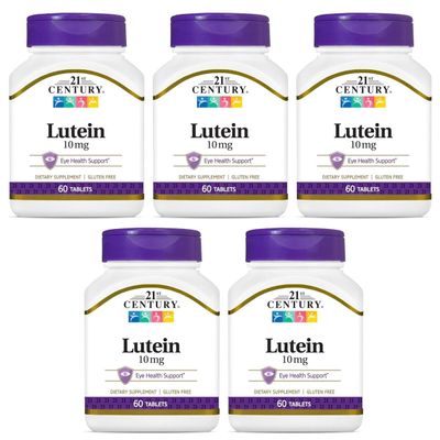 21st Century Lutein 10 mg - 60 Tablets, Pack of 5