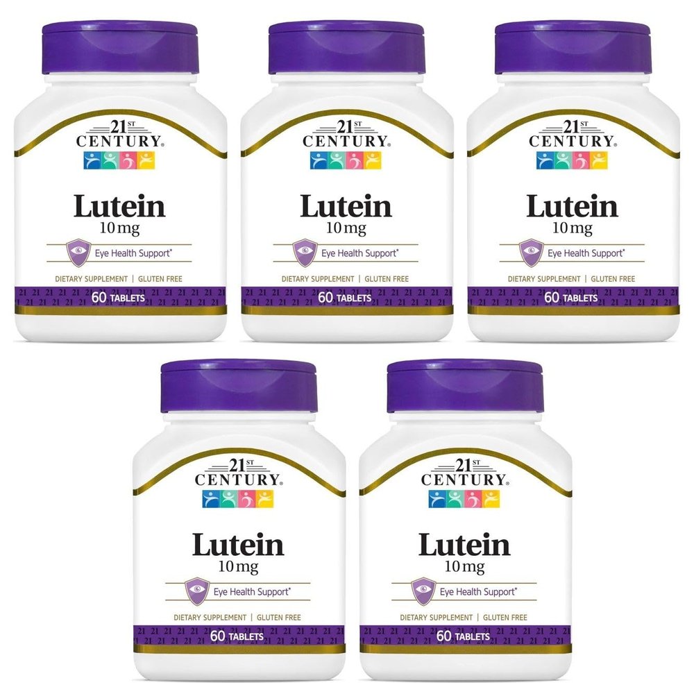 21st Century Lutein 10 mg - 60 Tablets, Pack of 5