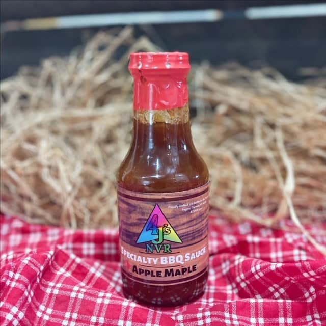 4 J's NVR Specialty Sauce, Apple Maple, 10 oz, Small Batch, NO thickeners or preservatives, Gluten Free, Vegetarian, Fruit Based Sauce
