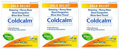 Boiron Coldcalm, 60 Tablets, Homeopathic Medicine for Cold Relief - Pack of 3