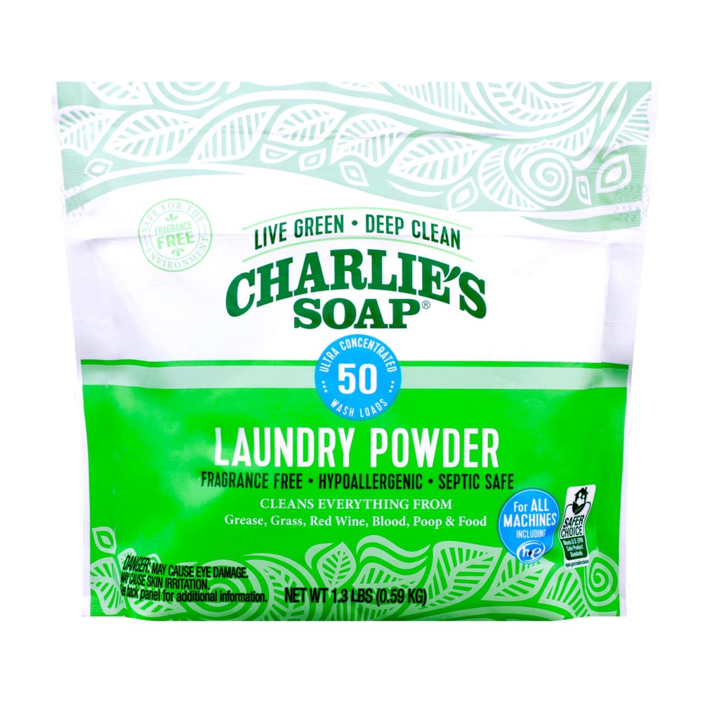 Charlies Soap Laundry Powder (50 Loads, 1 Pack) Hypoallergenic Deep Cleaning Washing Powder Detergent Eco-Friendly, Safe, and Effective