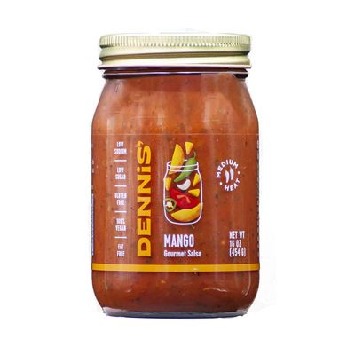 All-Natural Mango Salsa by Dennis Gourmet | This fresh, hearty restaurant salsa is low in sugar, calories, carbs, and sodium. Fat and gluten-free, vegan! Includes 1-16 oz jar.