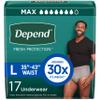Depend Fresh Protection Adult Diapers, Incontinence Underwear for Men, Disposable, Maximum, Large, Grey, 17 Count, Packaging May Vary view 1