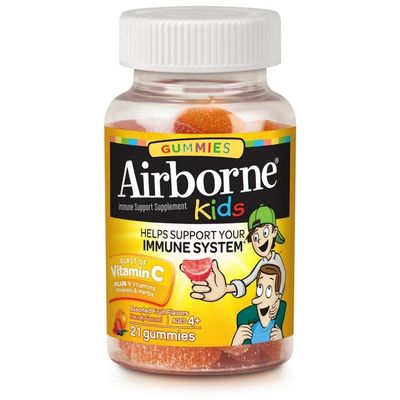 Airborne Kids Assorted Fruit Flavored Gummies, 21 Count - 500mg of Vitamin C and Minerals & Herbs Immune Support (Packaging May Vary) (Pack of 6)6