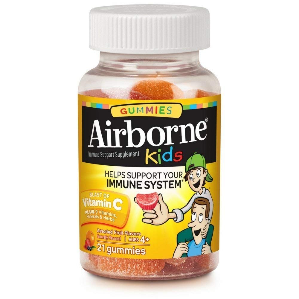 Airborne Kids Assorted Fruit Flavored Gummies, 21 Count - 500mg of Vitamin C and Minerals & Herbs Immune Support (Packaging May Vary) (Pack of 6)6