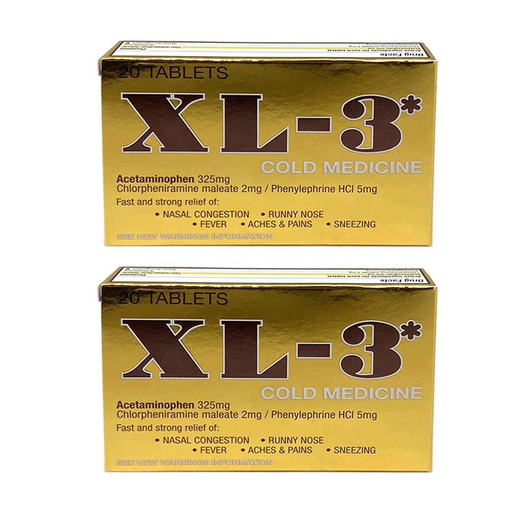 XL-3* Cold Medicine, 20 Tablets Each (Pack of 2)